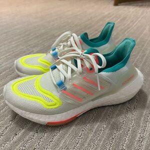Adidas Womens White and Neon Running Shoes